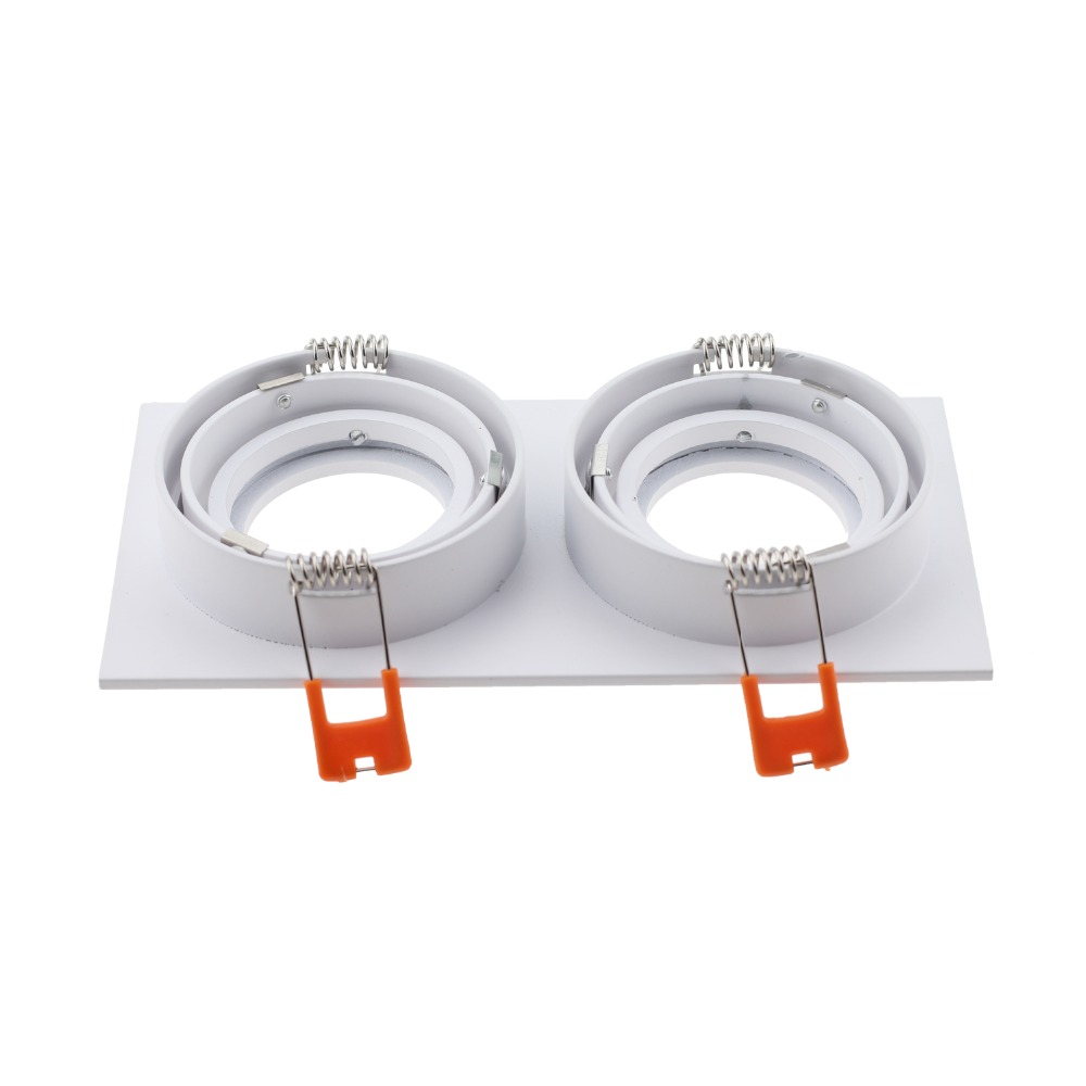 LED Recessed Downlight Frame GU10 MR16 Housing Hot Sale Aluminum Double heads GU10 MR16 Downlight Holder Black Silver White