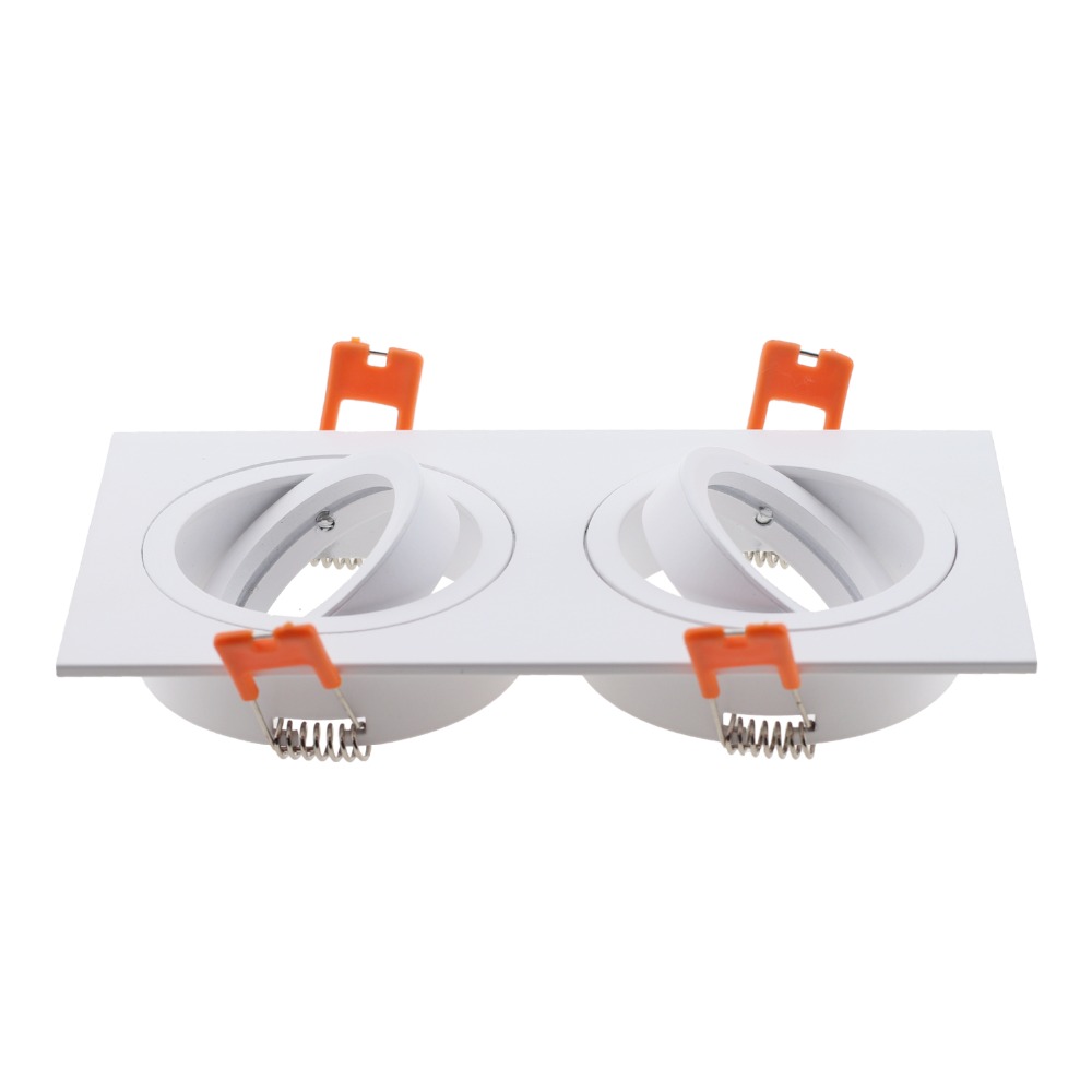 LED Recessed Downlight Frame GU10 MR16 Housing Hot Sale Aluminum Double heads GU10 MR16 Downlight Holder Black Silver White