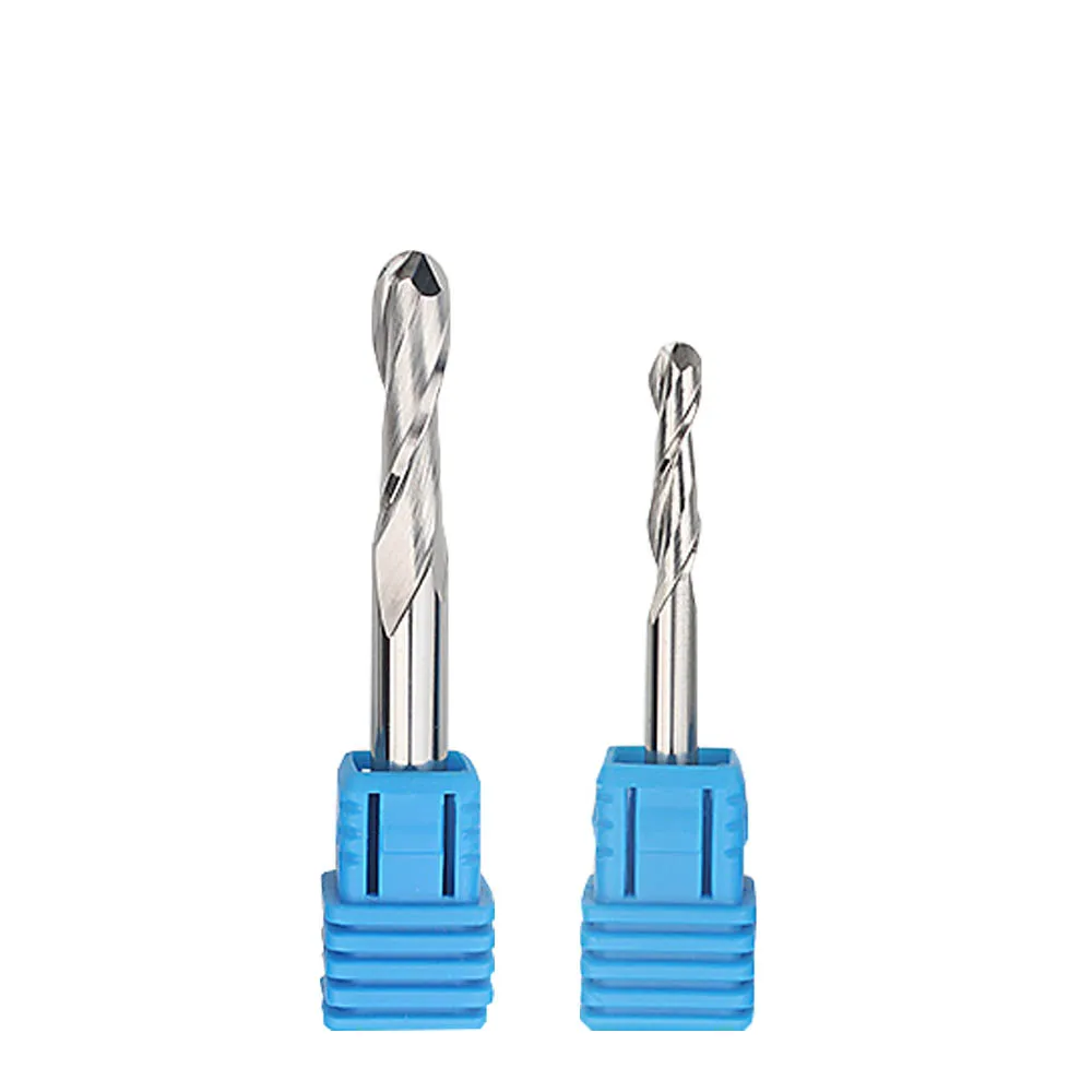 Vsharp 2 Flutes Ball Nose End Mill 3.175/4/ 6/8mm Shank Tungsten Carbide Engraving Milling Cutter Wood MDF 3D Carving CNC Tool