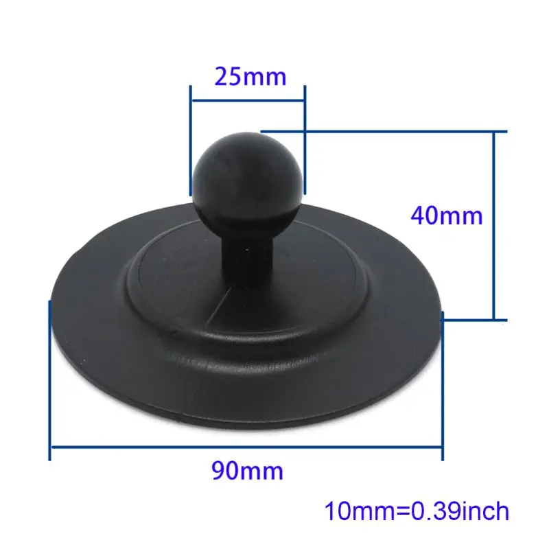 Rubber Ball Head Mount Car Dashboard Suction Cup Round Plate with Adhesive Tape for GPS Camera Smartphones Accessories