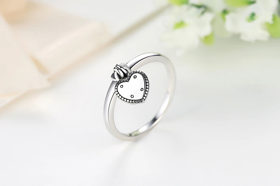 Original 925 Sterling Silver Ring Love Heart Wishbone Moon Sun Rings Crystal Rose Gold For Women Wedding Gift Luxury Jewelry