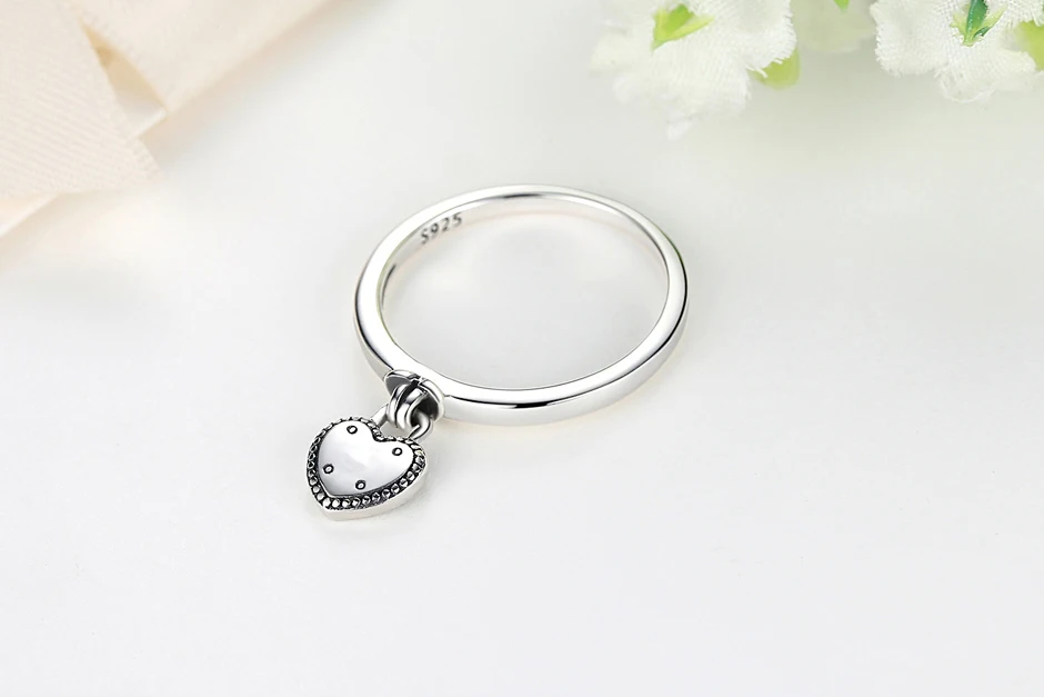 Original 925 Sterling Silver Ring Love Heart Wishbone Moon Sun Rings Crystal Rose Gold For Women Wedding Gift Luxury Jewelry