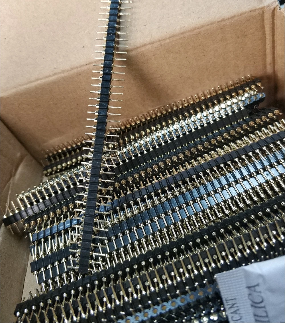 20pcs 1x40P 2.54mm Round Hole Male Tin Gold Female Pin Header Single Row 0.1" Breakable PCB IC Crystal Transistor Socket