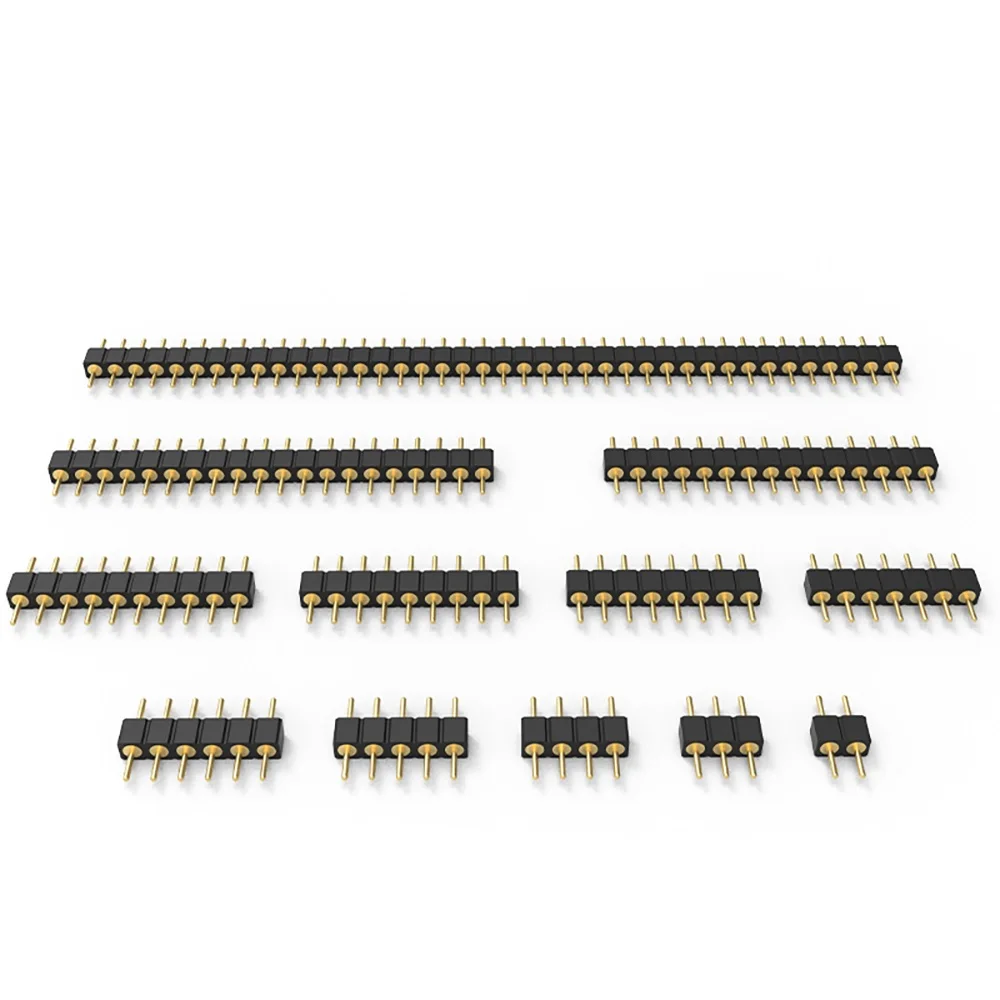 20pcs 1x40P 2.54mm Round Hole Male Tin Gold Female Pin Header Single Row 0.1" Breakable PCB IC Crystal Transistor Socket