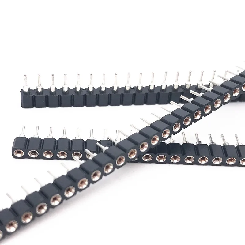 20pcs 1x40P 2.54mm Round Hole Male Tin Gold Female Pin Header Single Row 0.1" Breakable PCB IC Crystal Transistor Socket