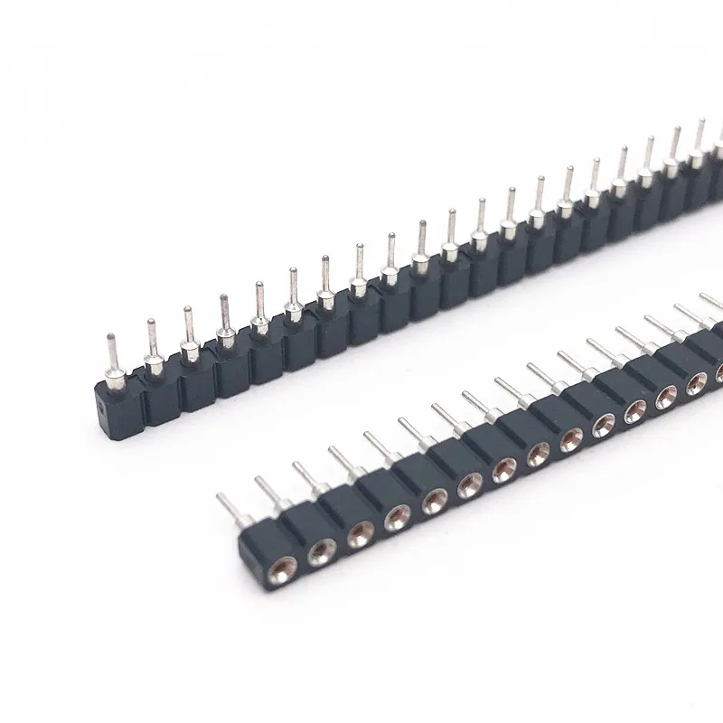 20pcs 1x40P 2.54mm Round Hole Male Tin Gold Female Pin Header Single Row 0.1" Breakable PCB IC Crystal Transistor Socket