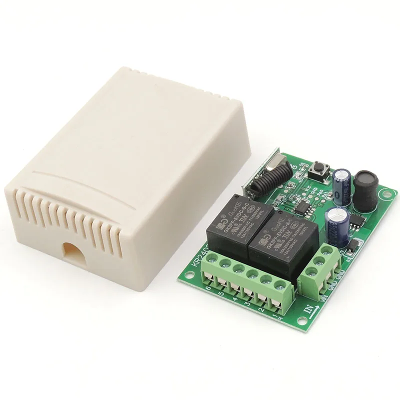 433MHz Universal Wireless Remote Control DC 24V 2CH rf Relay Receiver and Transmitter for Universal Garage door and gate Control