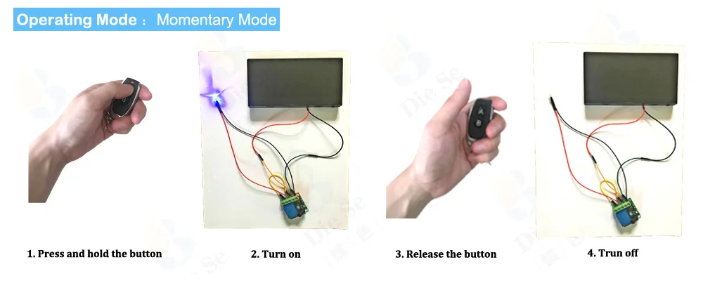 433MHz Universal Wireless Remote Control DC 24V 2CH rf Relay Receiver and Transmitter for Universal Garage door and gate Control