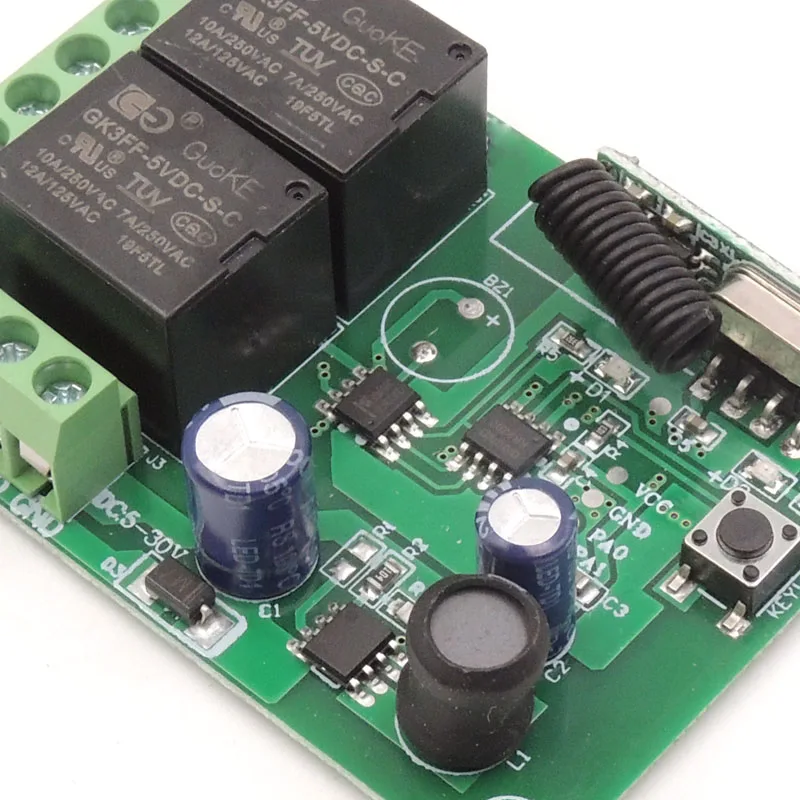 433MHz Universal Wireless Remote Control DC 24V 2CH rf Relay Receiver and Transmitter for Universal Garage door and gate Control