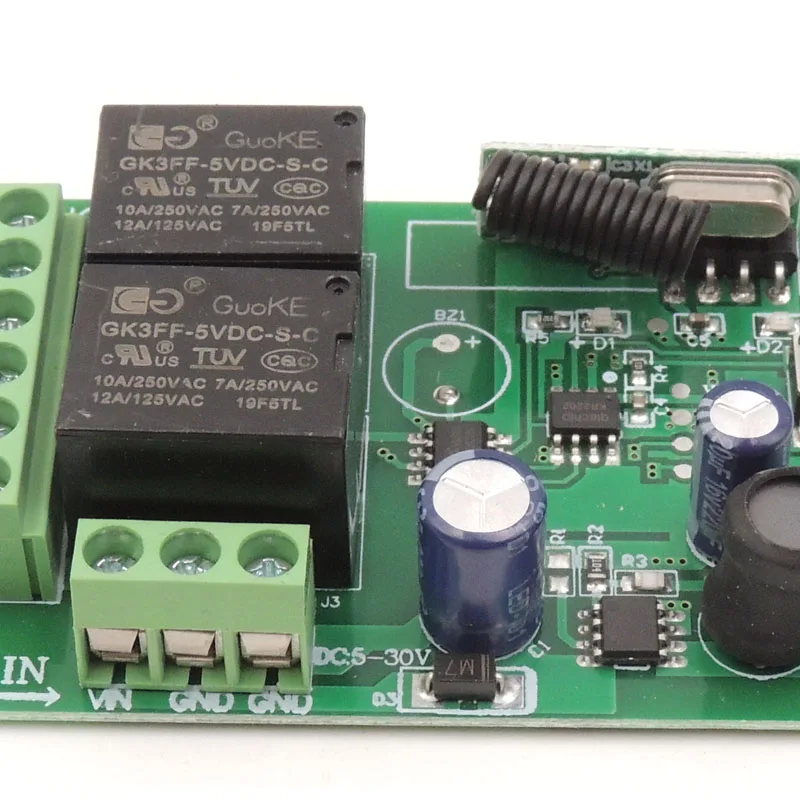 433MHz Universal Wireless Remote Control DC 24V 2CH rf Relay Receiver and Transmitter for Universal Garage door and gate Control