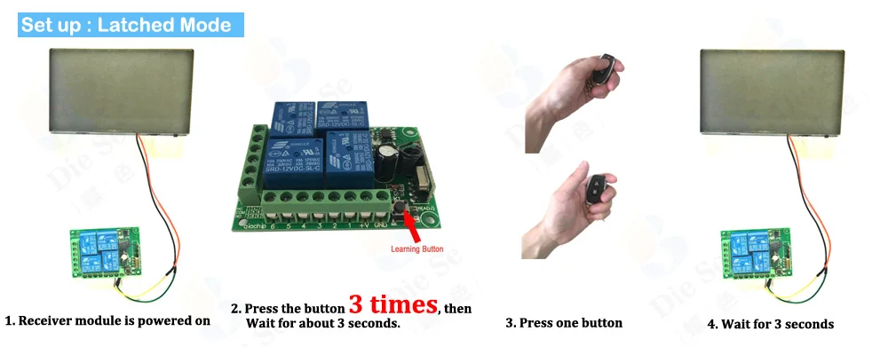 433MHz Universal Wireless Remote Control DC 24V 2CH rf Relay Receiver and Transmitter for Universal Garage door and gate Control