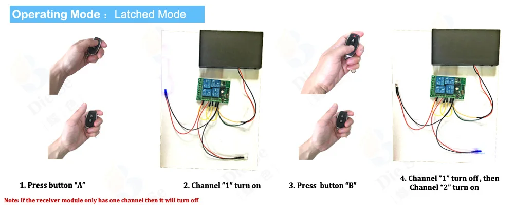 433MHz Universal Wireless Remote Control DC 24V 2CH rf Relay Receiver and Transmitter for Universal Garage door and gate Control