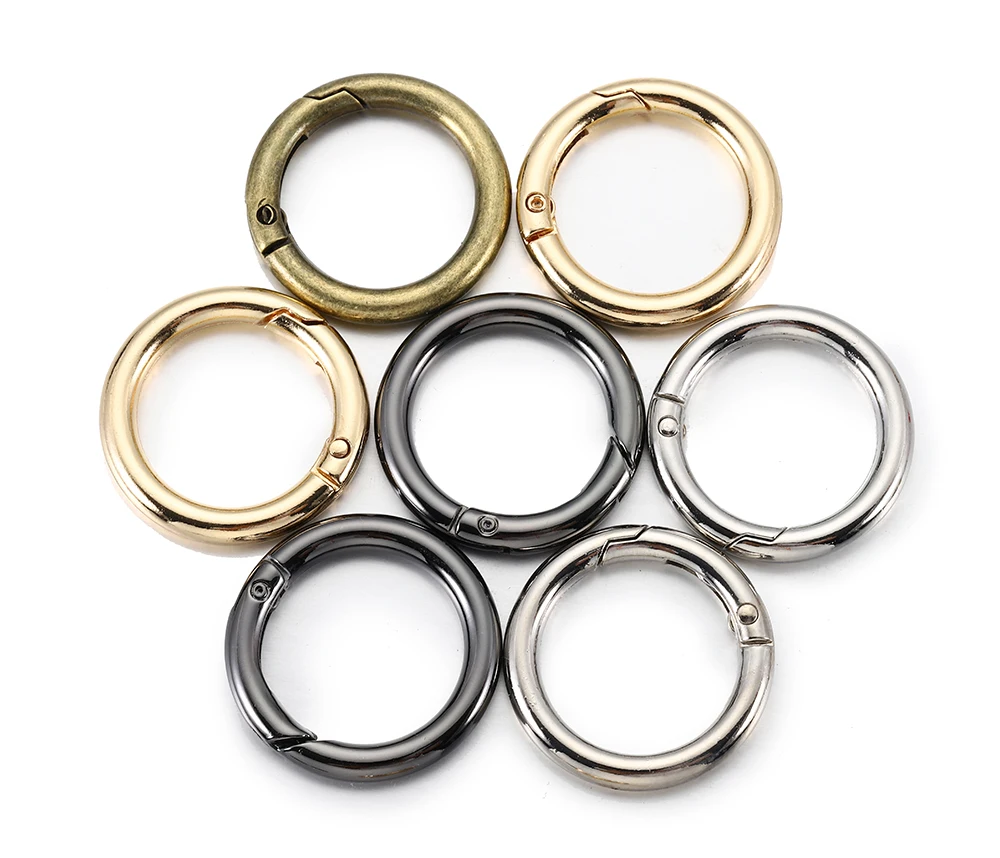 10pcs/5pcs Spring Clasp Keychain Ring KC Gold Color Openable Round Carabiner Hook Buckle Bag Chain for Key Jewelry Making DIY