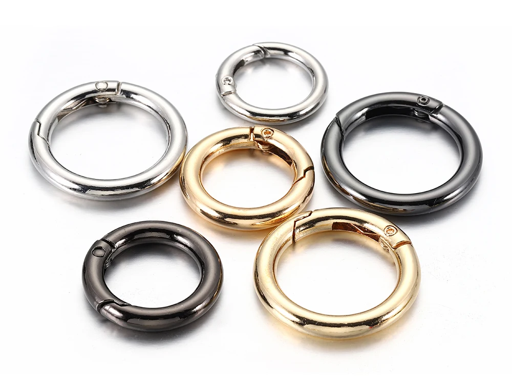 10pcs/5pcs Spring Clasp Keychain Ring KC Gold Color Openable Round Carabiner Hook Buckle Bag Chain for Key Jewelry Making DIY