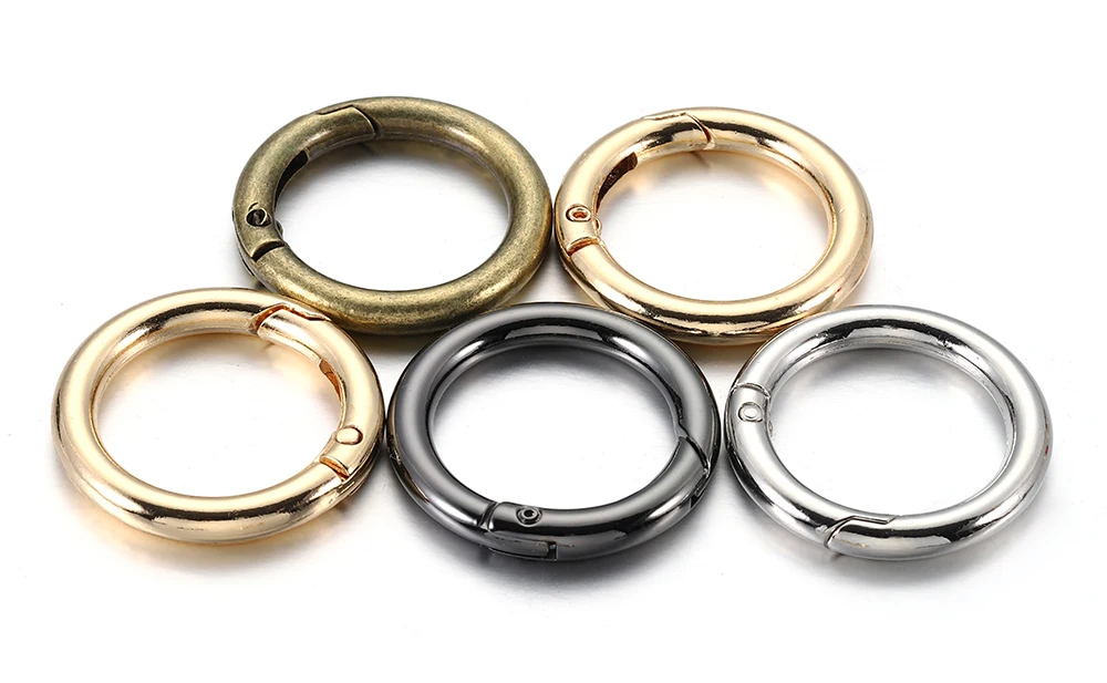 10pcs/5pcs Spring Clasp Keychain Ring KC Gold Color Openable Round Carabiner Hook Buckle Bag Chain for Key Jewelry Making DIY