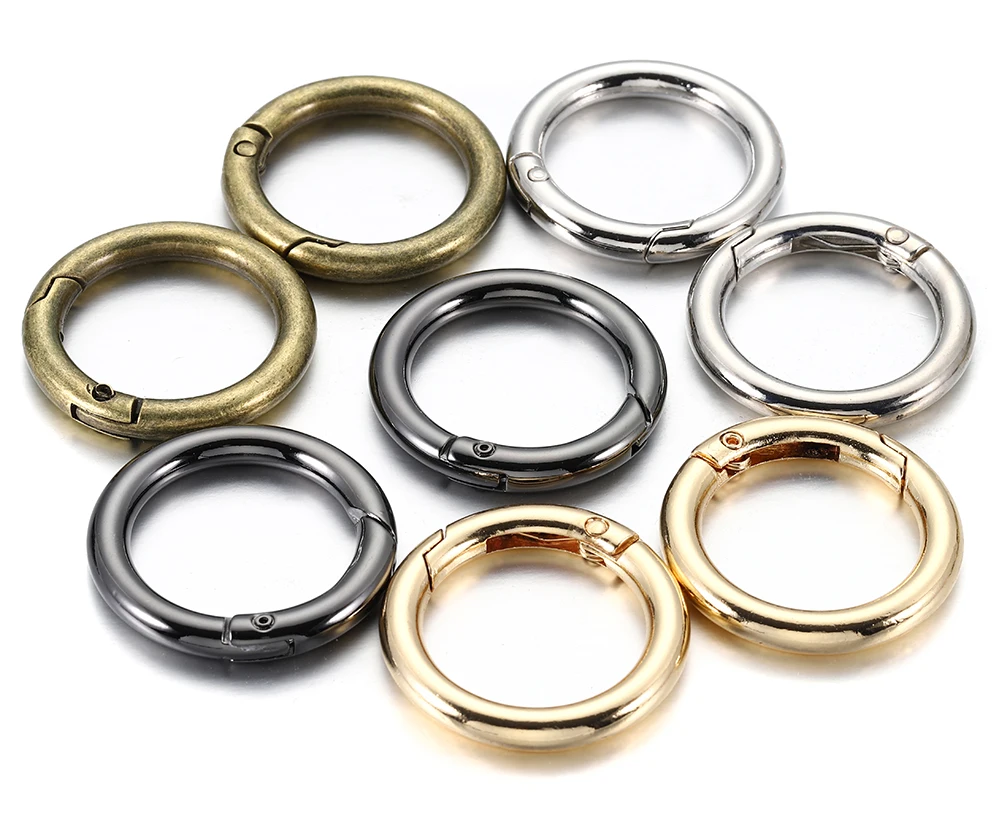 10pcs/5pcs Spring Clasp Keychain Ring KC Gold Color Openable Round Carabiner Hook Buckle Bag Chain for Key Jewelry Making DIY