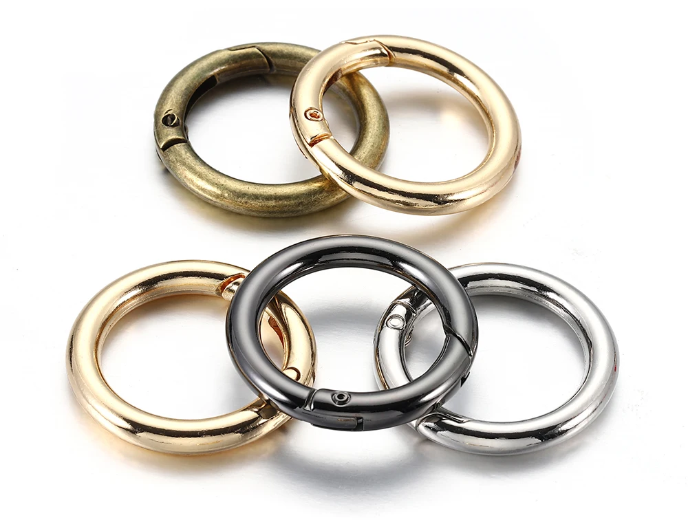 10pcs/5pcs Spring Clasp Keychain Ring KC Gold Color Openable Round Carabiner Hook Buckle Bag Chain for Key Jewelry Making DIY
