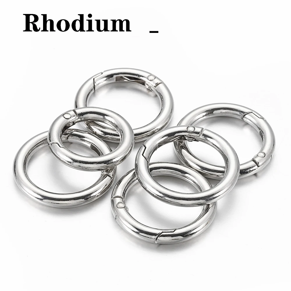 10pcs/5pcs Spring Clasp Keychain Ring KC Gold Color Openable Round Carabiner Hook Buckle Bag Chain for Key Jewelry Making DIY