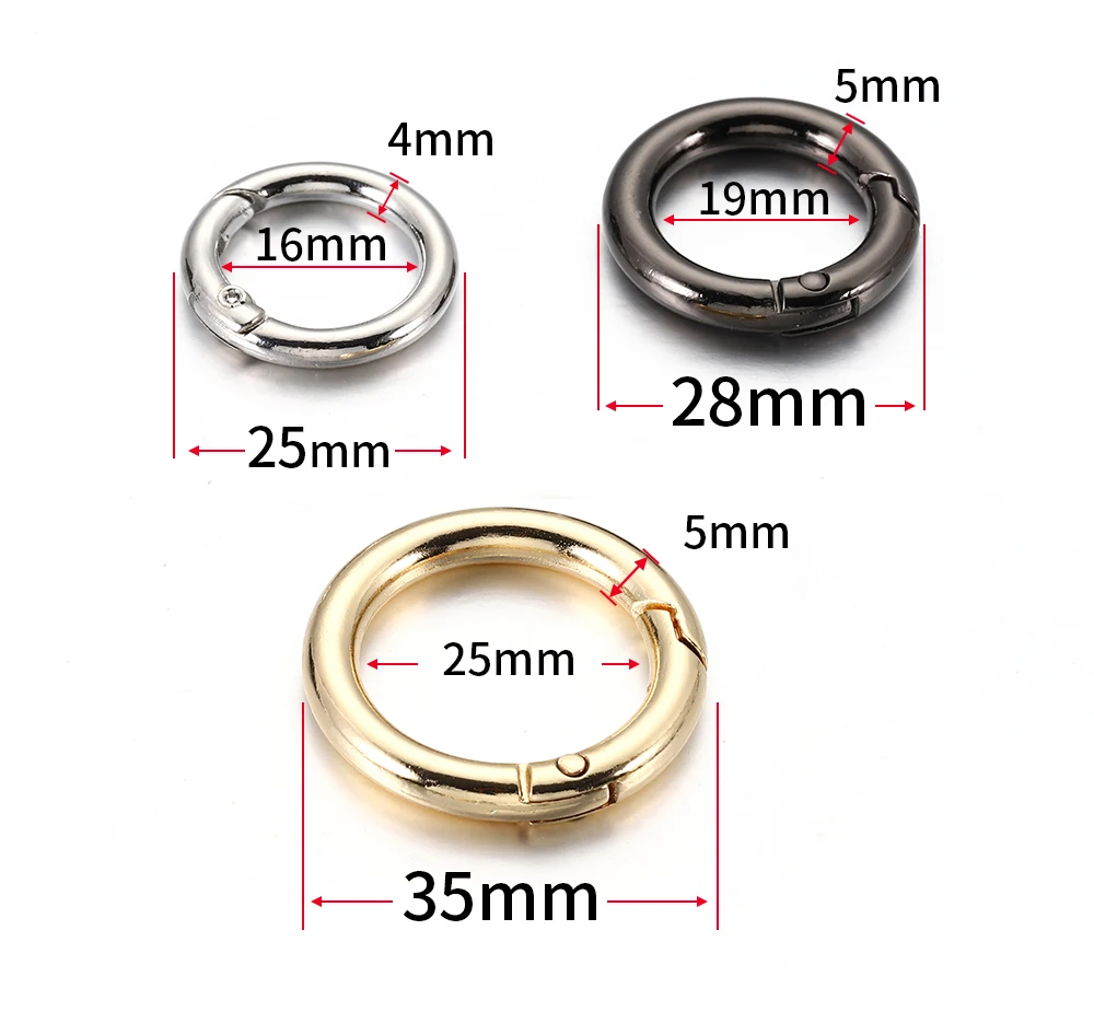 10pcs/5pcs Spring Clasp Keychain Ring KC Gold Color Openable Round Carabiner Hook Buckle Bag Chain for Key Jewelry Making DIY