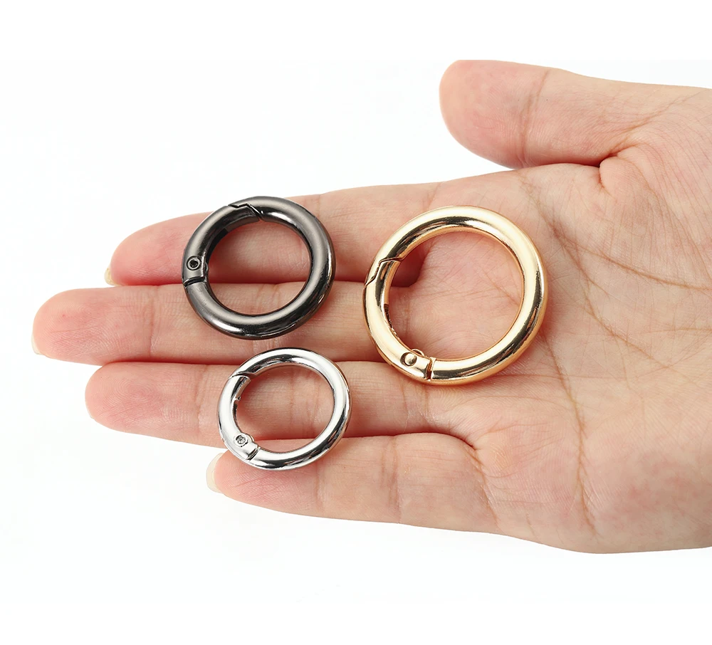 10pcs/5pcs Spring Clasp Keychain Ring KC Gold Color Openable Round Carabiner Hook Buckle Bag Chain for Key Jewelry Making DIY