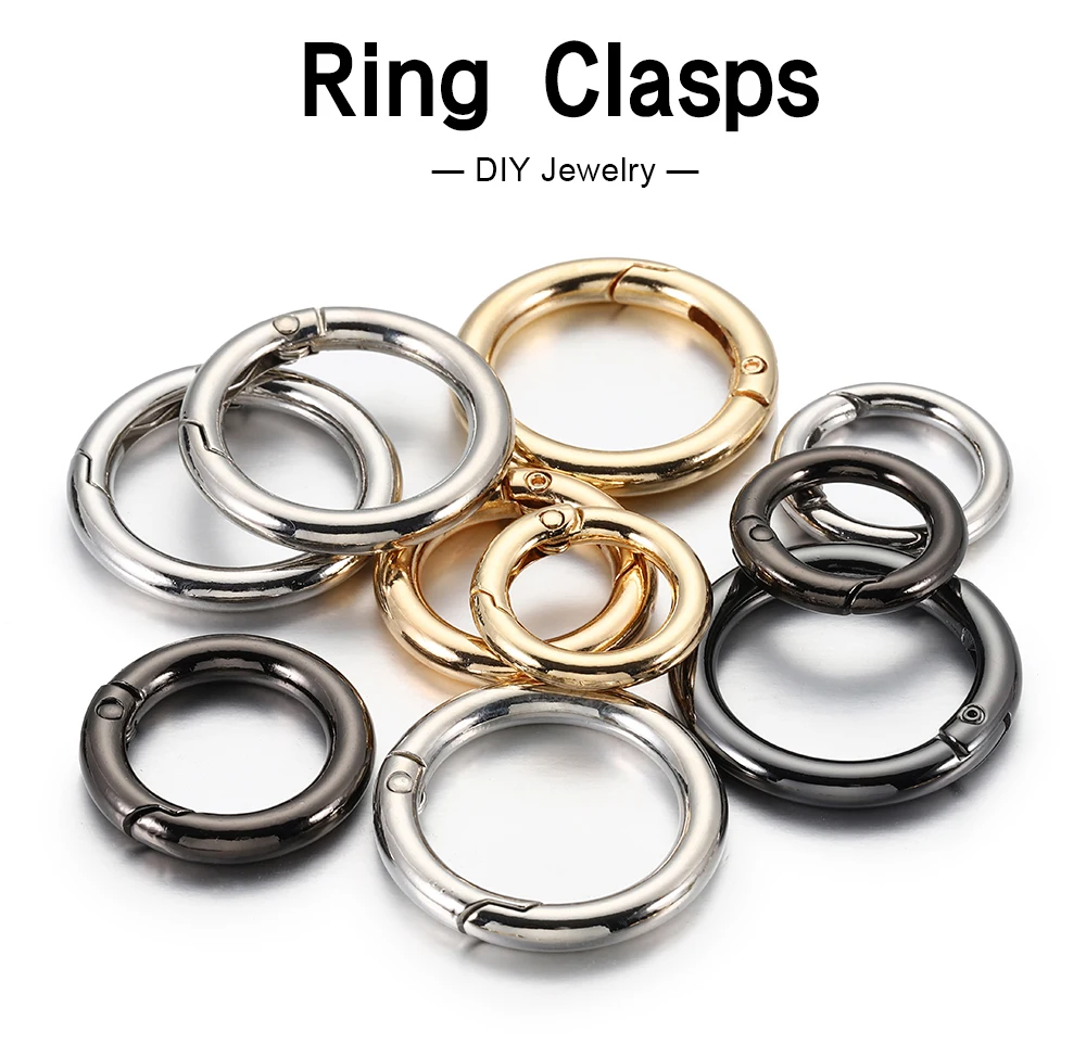 10pcs/5pcs Spring Clasp Keychain Ring KC Gold Color Openable Round Carabiner Hook Buckle Bag Chain for Key Jewelry Making DIY