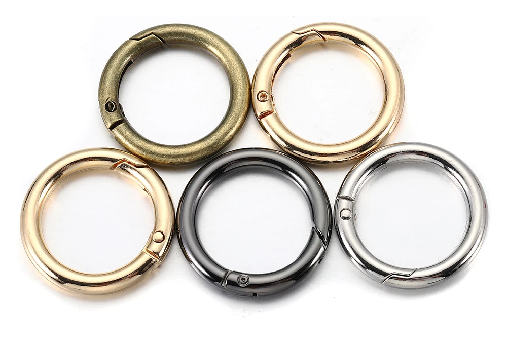 10pcs/5pcs Spring Clasp Keychain Ring KC Gold Color Openable Round Carabiner Hook Buckle Bag Chain for Key Jewelry Making DIY