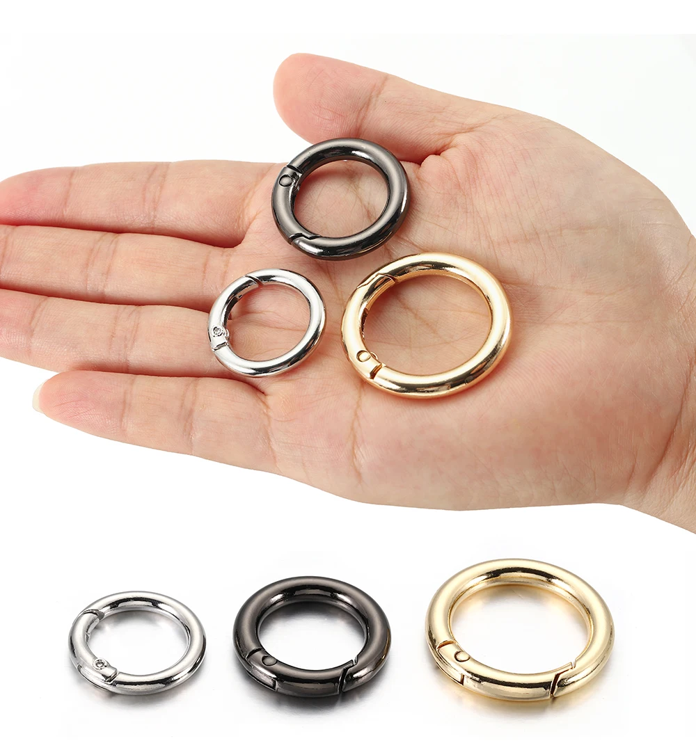 10pcs/5pcs Spring Clasp Keychain Ring KC Gold Color Openable Round Carabiner Hook Buckle Bag Chain for Key Jewelry Making DIY