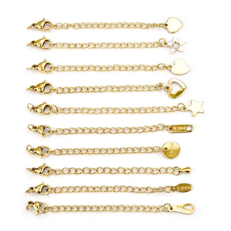 5pcs/lot Stainless Steel Extension Extended Tail Chains Lobster Clasps Connectors DIY Jewelry Making Findings Bracelet Necklaces