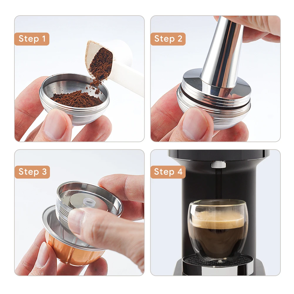 For use only with Nespresso Vertuo Next Vertuoline Reusable Stainless Steel Capsule Refillable Coffee Filter with Original Pod