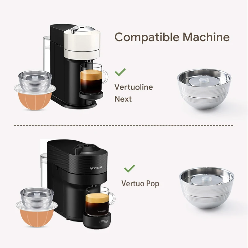 For use only with Nespresso Vertuo Next Vertuoline Reusable Stainless Steel Capsule Refillable Coffee Filter with Original Pod