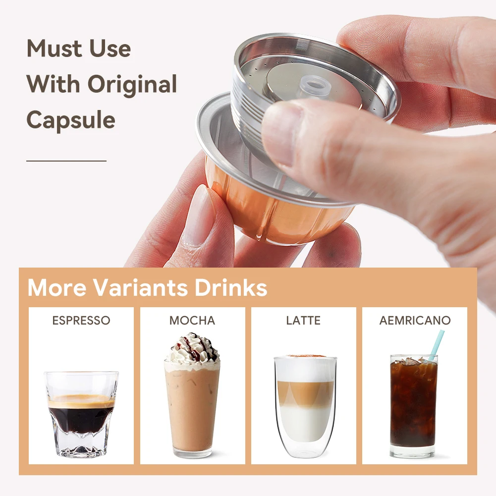 For use only with Nespresso Vertuo Next Vertuoline Reusable Stainless Steel Capsule Refillable Coffee Filter with Original Pod