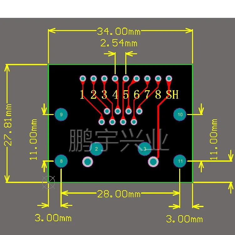 1Pcs RJ45 Adapter Board To XH2.54 Modular Ethernet Connector Adapter Network Interface + Breakout Board + Pin Header