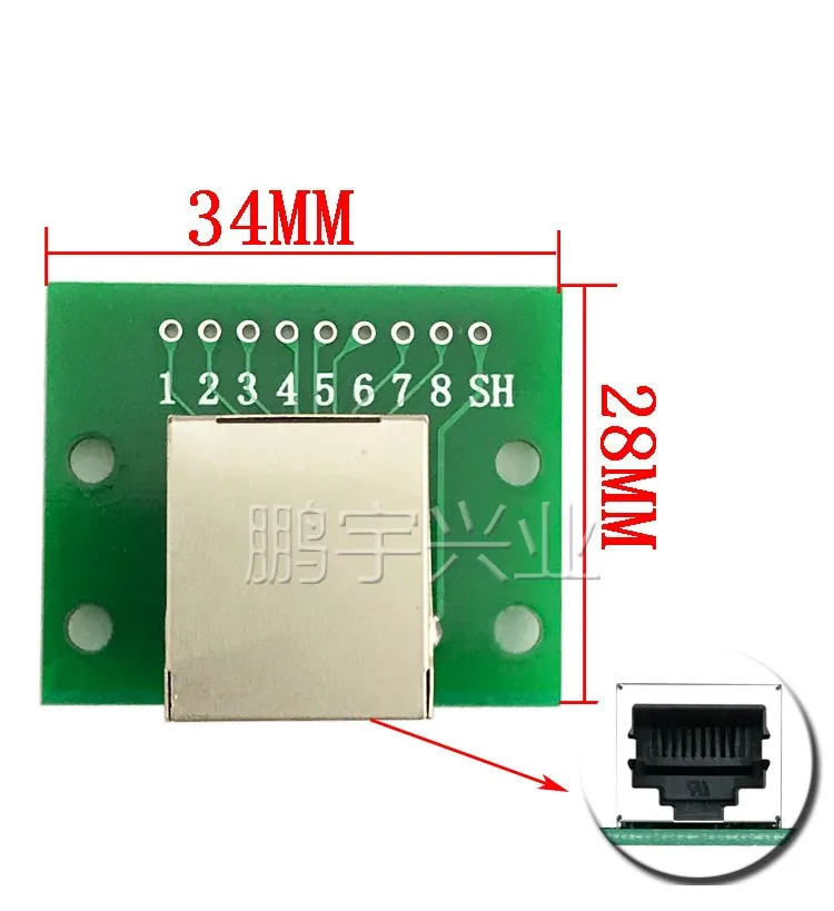 1Pcs RJ45 Adapter Board To XH2.54 Modular Ethernet Connector Adapter Network Interface + Breakout Board + Pin Header