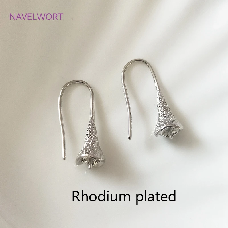 14K Gold Plated Brass Metal Earring Hooks with Eyepin Bead Caps, French Earwire DIY Pearl Earrings Findings Components