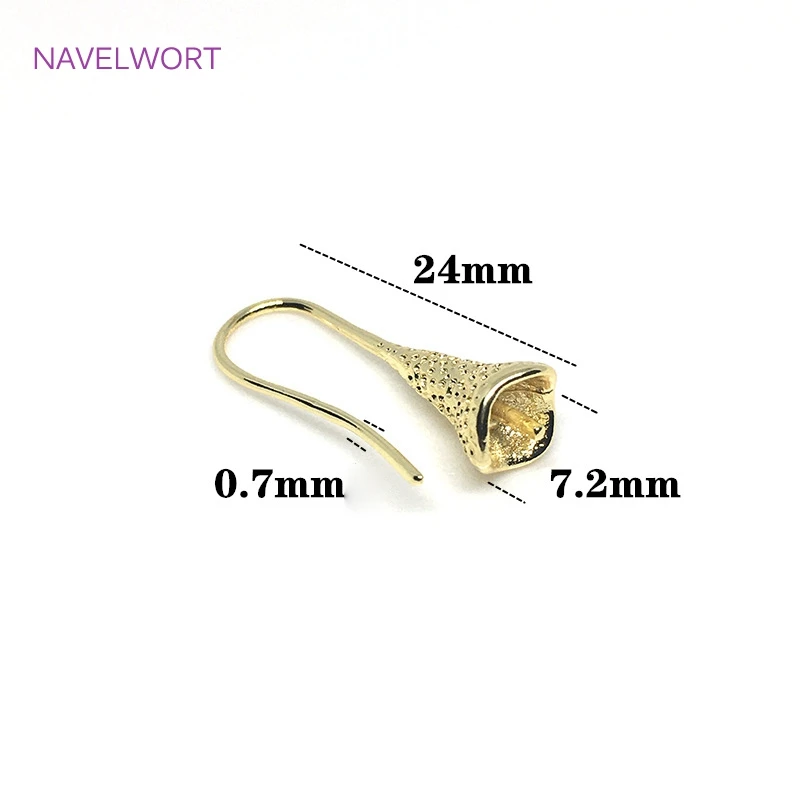 14K Gold Plated Brass Metal Earring Hooks with Eyepin Bead Caps, French Earwire DIY Pearl Earrings Findings Components