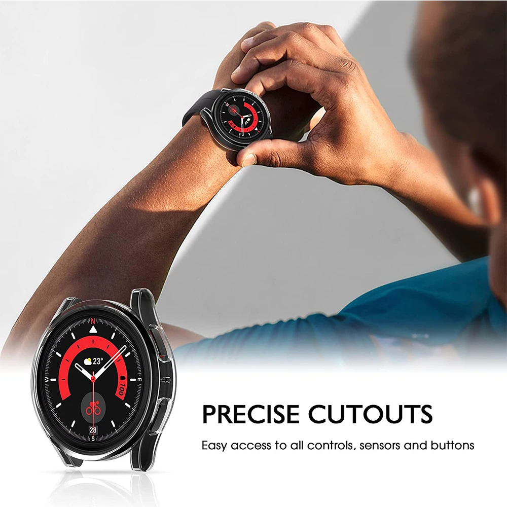 Case for Samsung Galaxy Watch 5 Pro 45mm Galaxy Watch 5 40mm 44mm Screen Protector PC Bumper All-Around Watch 5/5 Pro Accessorie