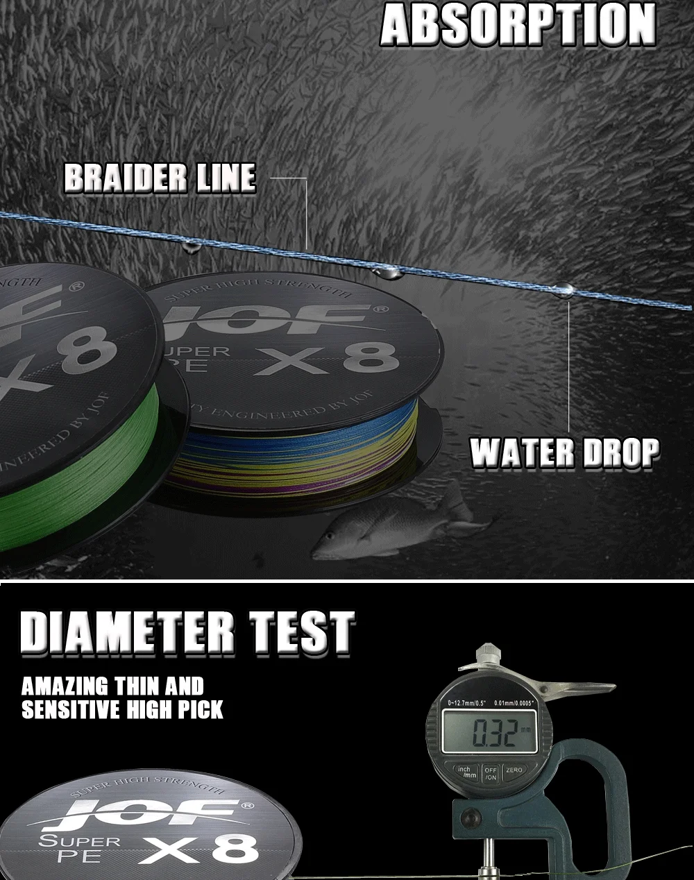 JOF 8 Strands Fishing Line 150M 300M 500M Multifilament Fishing Line Fishing Accessories Braided Cord For Fishing Fishing Carp