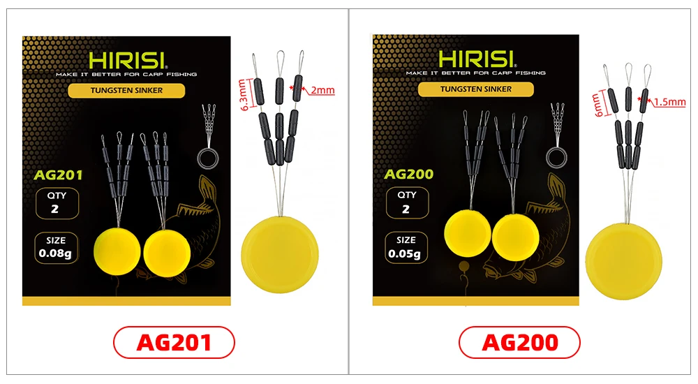 Hirisi 2set Sinkers Hooklink Weights Size 0.05g 0.08g for Carp Fishing Terminal Tackle AG200