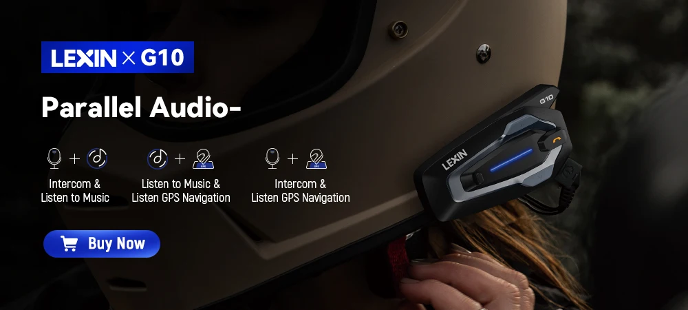 Lexin G2P Motorcycle Intercom Helmet Bluetooth Headsets,Handsfree Communicator Up to 6 Riders Interphone with FM Radio