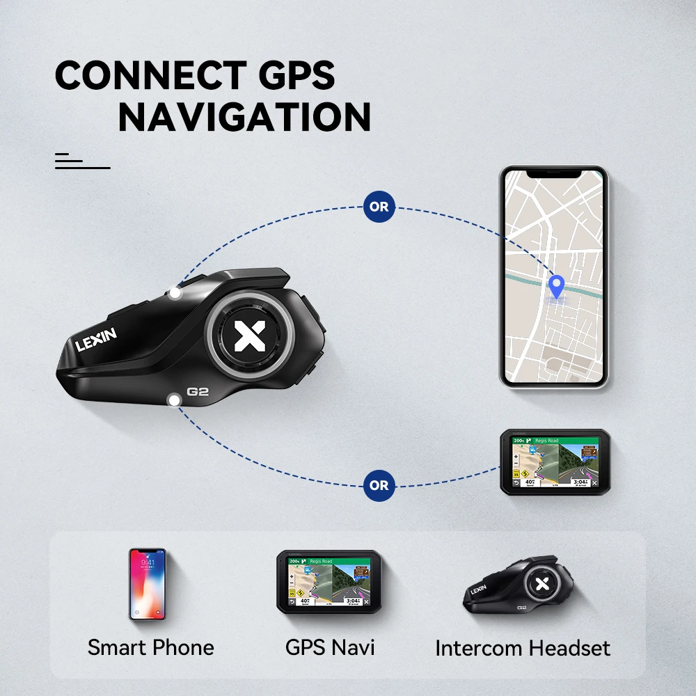 Lexin G2P Motorcycle Intercom Helmet Bluetooth Headsets,Handsfree Communicator Up to 6 Riders Interphone with FM Radio