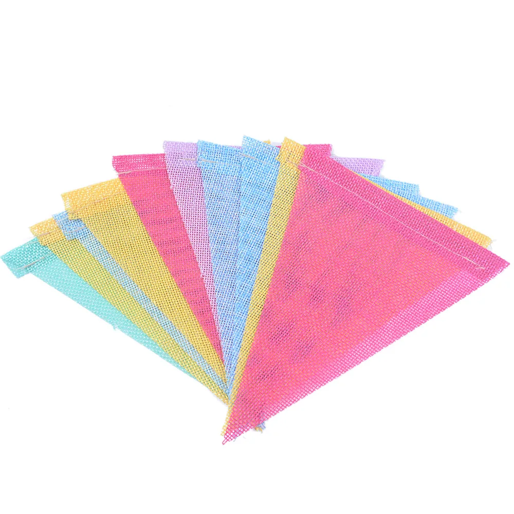4M Colorful Jute Linen Flags Pennant Birthday Bunting Banners Wall Hanging Wedding Hanging Banner Party Garland for Home Decor