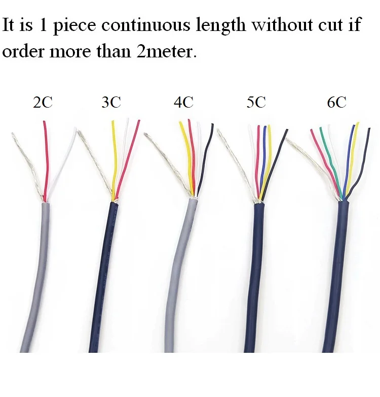 1M 24AWG Shielded Wire Signal Cable 2 3 4 5 Core PVC Insulated Channel Audio Headphone Copper Control Shielding Wire UL2547