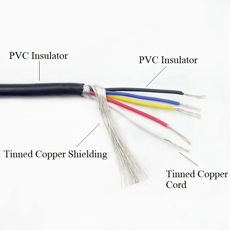 1M 24AWG Shielded Wire Signal Cable 2 3 4 5 Core PVC Insulated Channel Audio Headphone Copper Control Shielding Wire UL2547