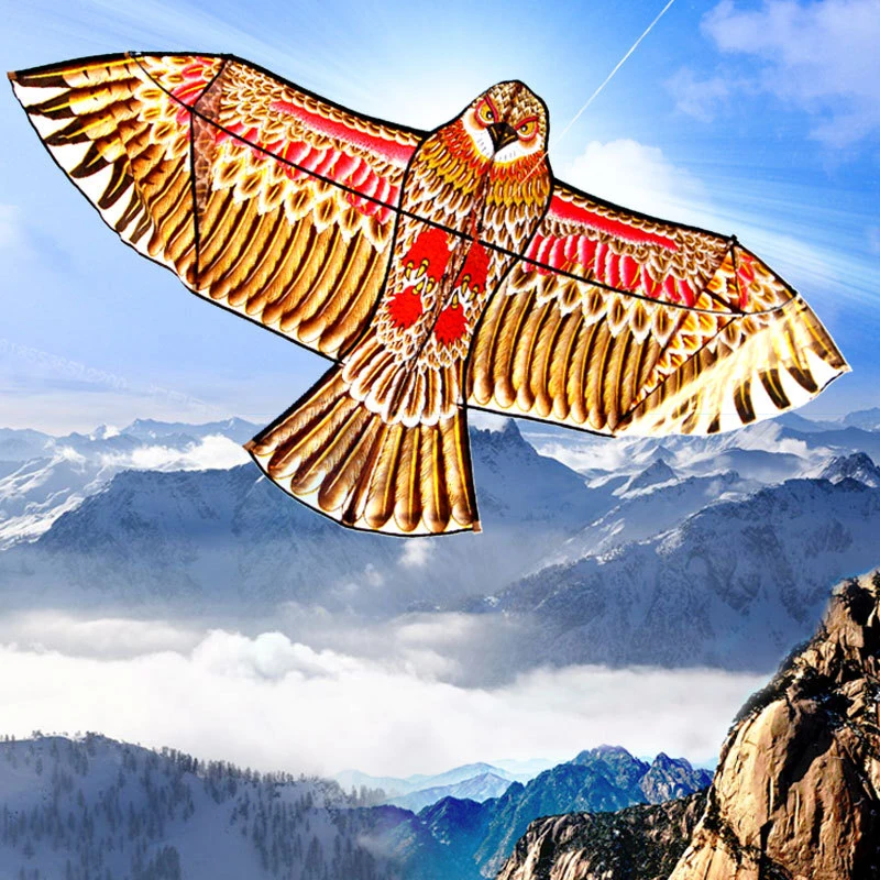3D 1.1m Flat Eagle Kite Big Fly Bird Kite For Children Flying Bird Kites Windsock Outdoor Toys Cloth Toys For Kids Random Color