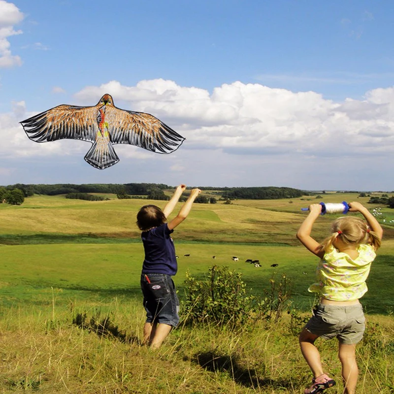 3D 1.1m Flat Eagle Kite Big Fly Bird Kite For Children Flying Bird Kites Windsock Outdoor Toys Cloth Toys For Kids Random Color