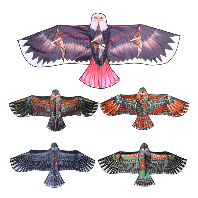 3D 1.1m Flat Eagle Kite Big Fly Bird Kite For Children Flying Bird Kites Windsock Outdoor Toys Cloth Toys For Kids Random Color