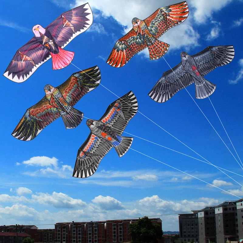 3D 1.1m Flat Eagle Kite Big Fly Bird Kite For Children Flying Bird Kites Windsock Outdoor Toys Cloth Toys For Kids Random Color