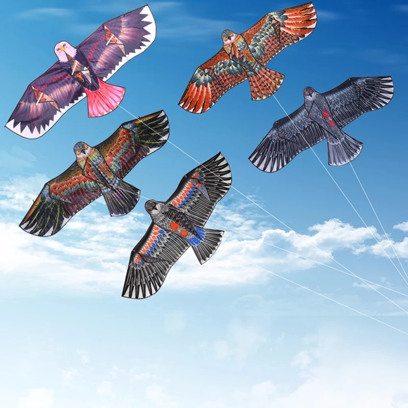 3D 1.1m Flat Eagle Kite Big Fly Bird Kite For Children Flying Bird Kites Windsock Outdoor Toys Cloth Toys For Kids Random Color