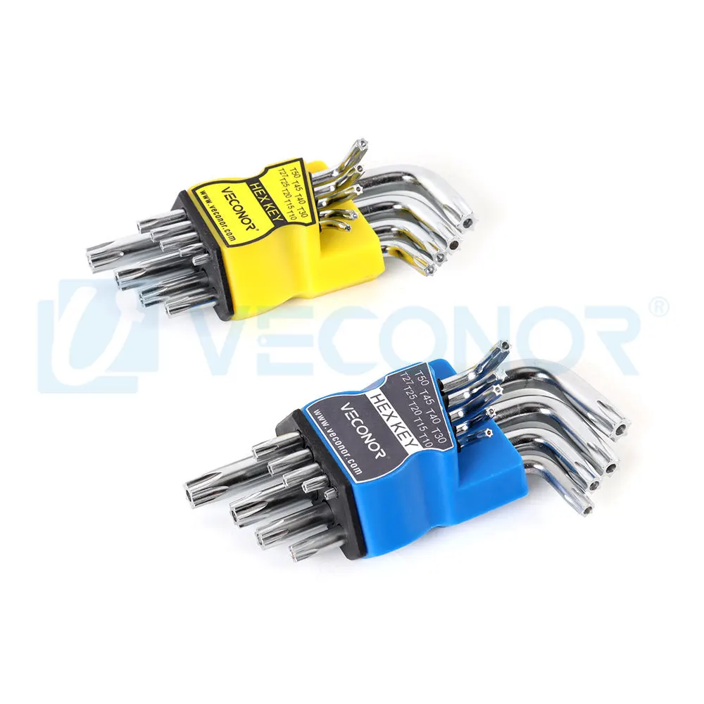 9Pcs Set Durable Metric Short Arm Torx Chrome Vanadium Key Star Wrench Hand Tool Screwdriver T10 T15 T20 T25 T27 T30 T40 T45 T50
